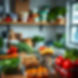 A well-organized meal prep station with healthy ingredients