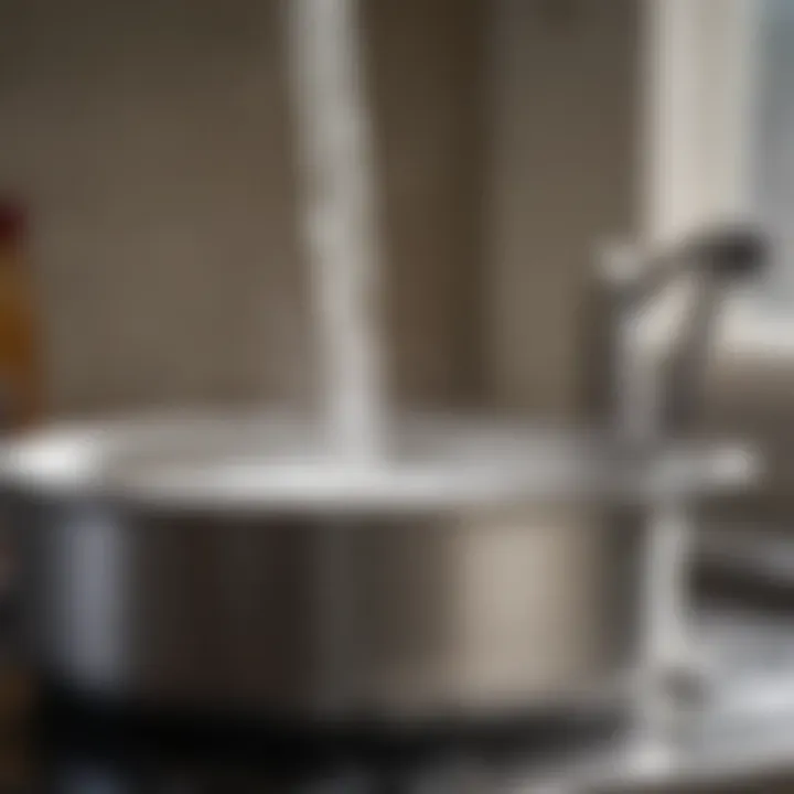 Close-up of All-Clad pot with water and soap