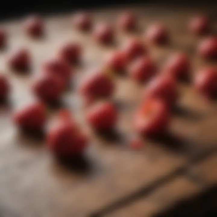 Dehydrated strawberries displayed on a wooden table