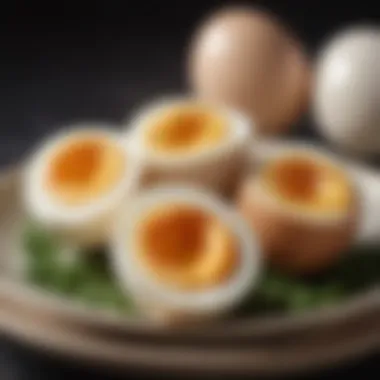 Ready hard boiled eggs on a plate