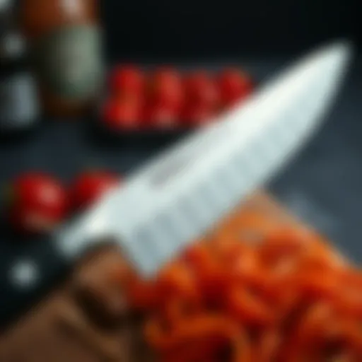 Close-up view of the Misen chef knife showcasing its sleek blade and ergonomic handle