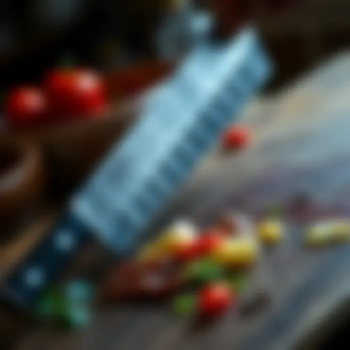 Highlighting the sharpness and cutting ability of the Misen chef knife on various ingredients