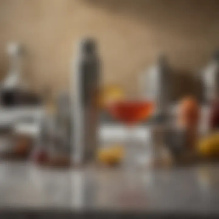 A collection of essential bar tools elegantly displayed on a countertop