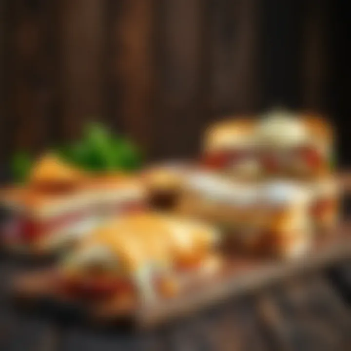 Array of Monte Cristo Variations An array of Monte Cristo sandwich variations displayed on a rustic wooden table