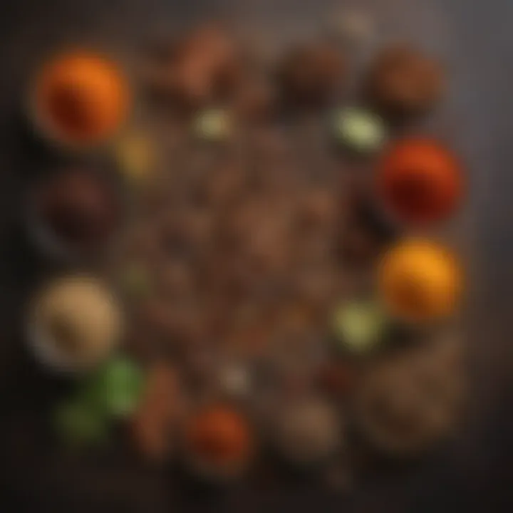 An exquisite close-up of fragrant spices used in Mumtaz recipes