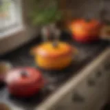 A vibrant Le Creuset Dutch oven in rich color