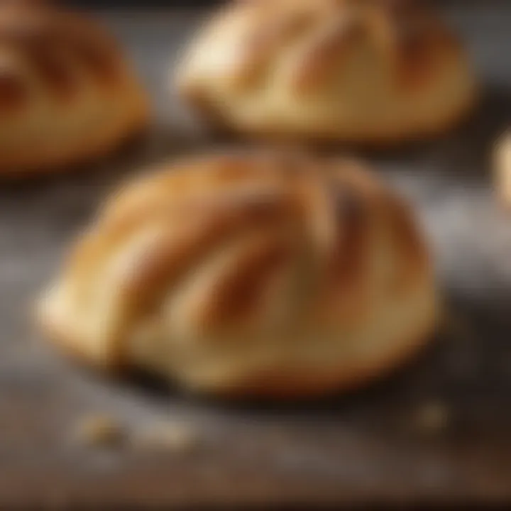 A close-up of layered dough showcasing the delicate lamination process