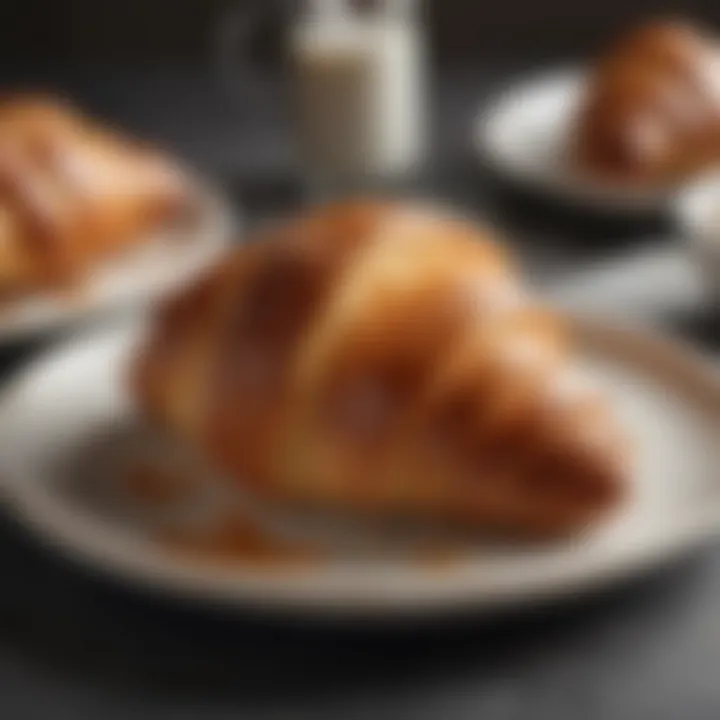 A perfectly baked croissant with a crisp exterior and soft interior on a plate