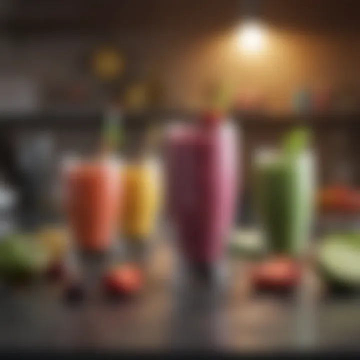 Demonstrating the blender's capabilities with vibrant smoothies