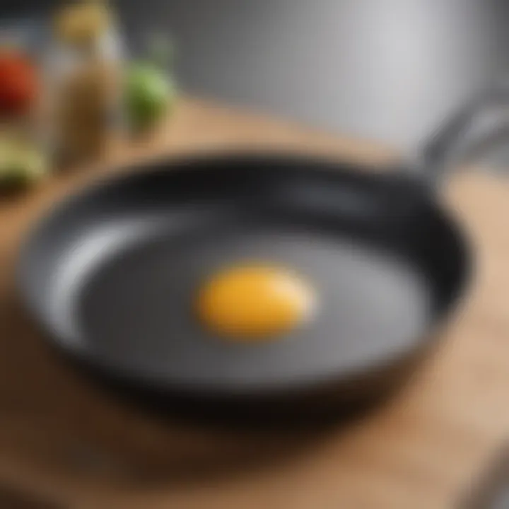 Close-up of a non-stick frying pan showcasing its surface