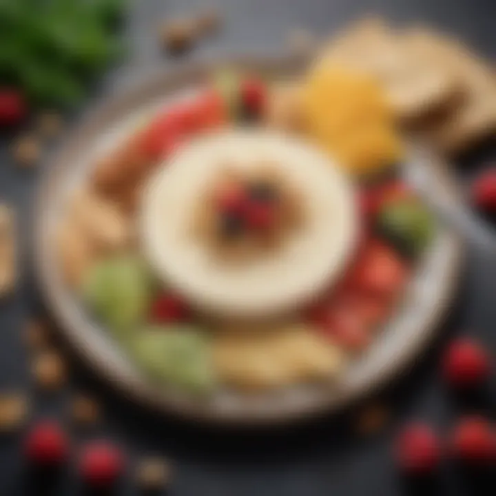 A beautifully plated dish featuring nut-free vegan cheese paired with fruits and crackers