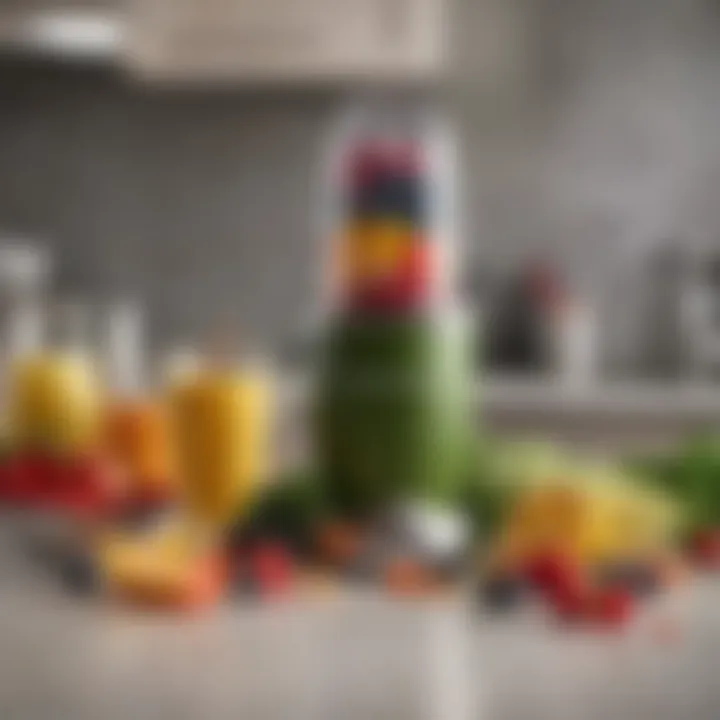 Nutribullet with various cup sizes displayed