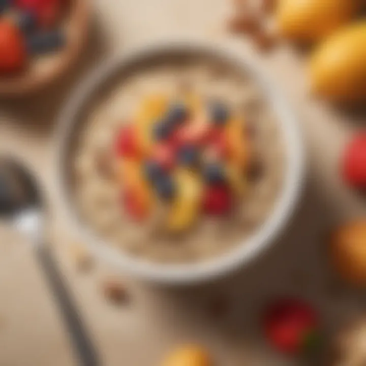 A bowl of oatmeal topped with fresh fruits and nuts showcasing personalization.