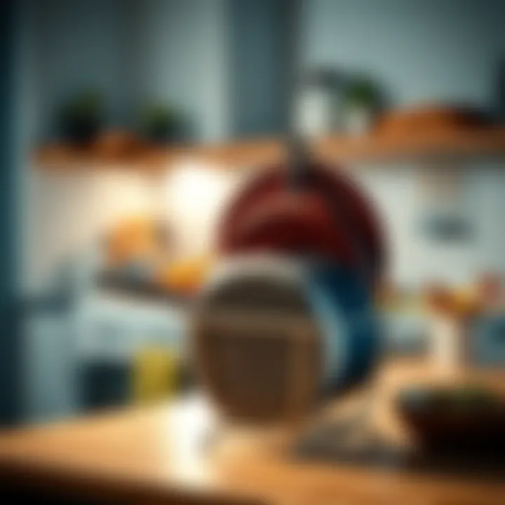 Organized kitchen with pot lid holder showcasing efficient layout