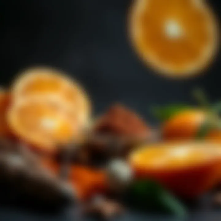 Artistry in Orange Ingredients and Flavor Pairings An artistic arrangement of orange ingredients and spices