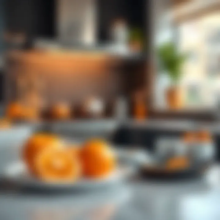 Innovative Culinary Techniques Featuring Orange A modern kitchen with innovative orange culinary techniques