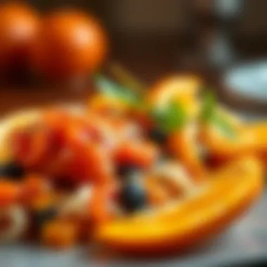 Celebration of Orange Fusion in Culinary Art A vibrant orange dish showcasing diverse ingredients