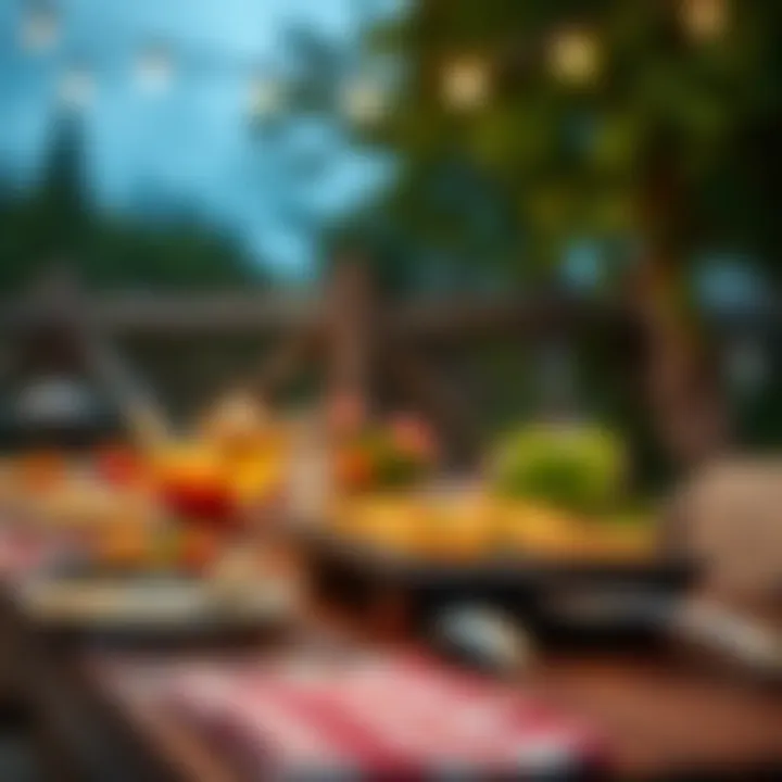 A beautifully arranged outdoor setting with a griddle ready for a feast
