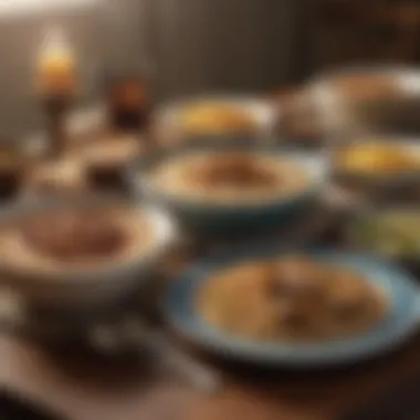 A beautifully arranged table set for a Passover meal featuring hot cereal