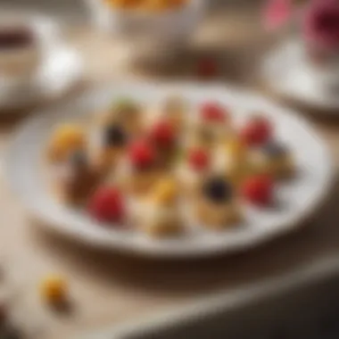 Petits Fours for Afternoon Tea An elegant setting featuring petits fours on a fine china platter, perfect for afternoon tea