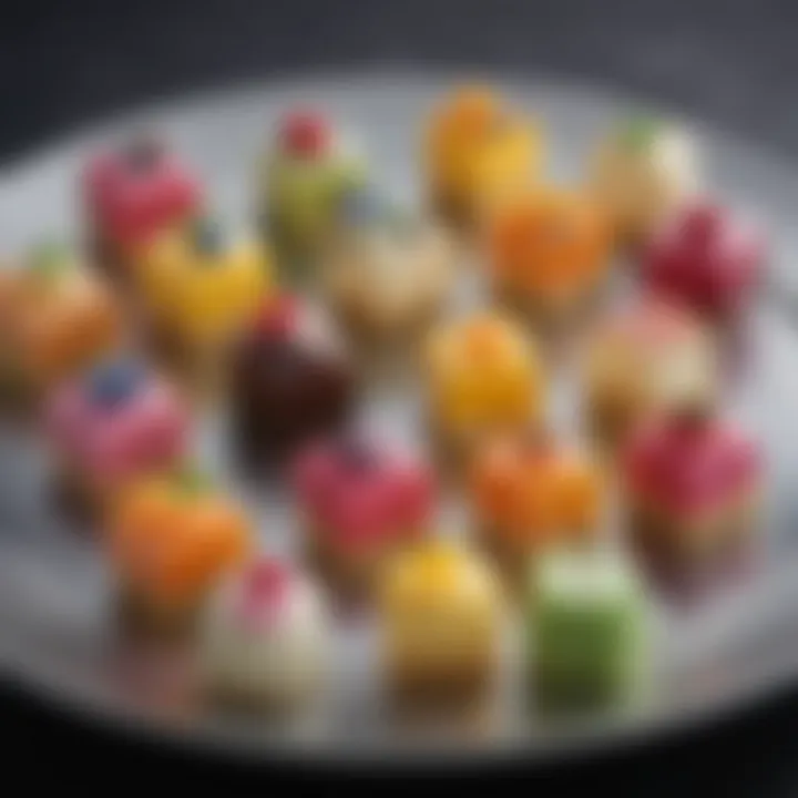 A delicate array of assorted petits fours showcasing vivid colors and intricate designs