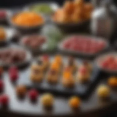 Ingredients for Petits Fours Creation A chef's workstation displaying the artfully arranged ingredients for creating petits fours