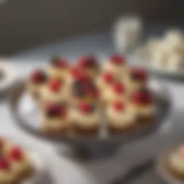 Elegant presentation of Philadelphia cream cheese mini cheesecakes on a dessert platter