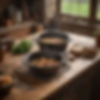 Mini Dutch oven used in a rustic kitchen setting