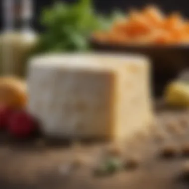 A detailed view of plant-based ingredients used in vegan cheese production.