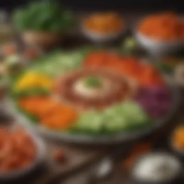 Fresh Vegetable Medley Vibrant vegetable platter arranged with a variety of fresh vegetables and a flavorful dip