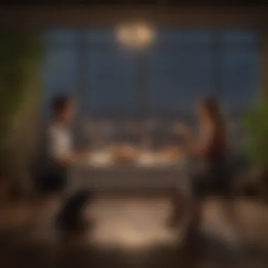 Couple enjoying a romantic dining experience as a unique engagement gift.