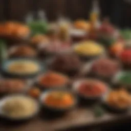 A diverse assortment of long-lasting food items on a rustic table