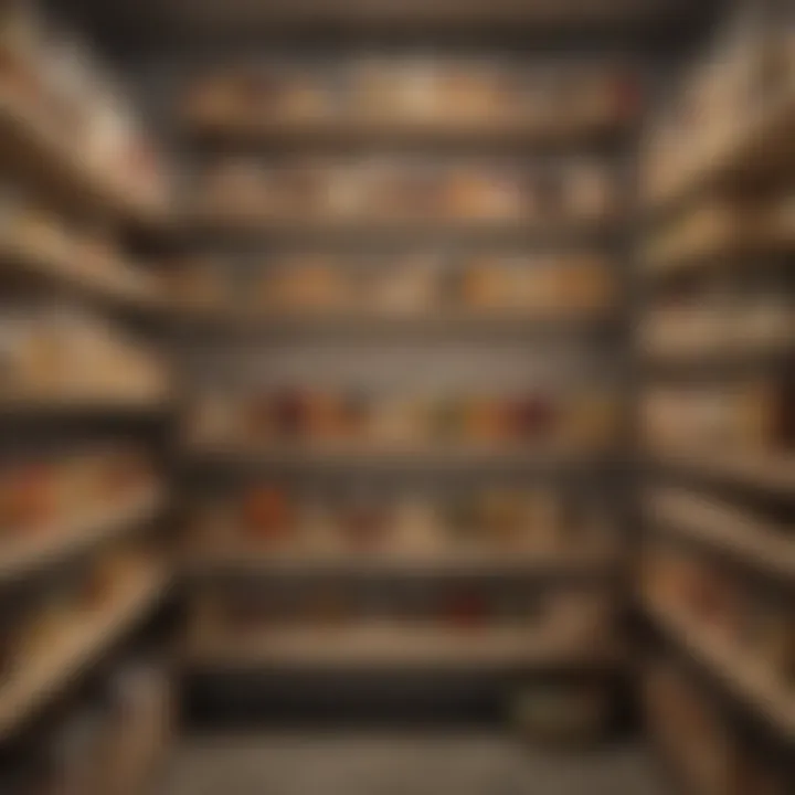 An organized pantry showcasing preserved foods in optimal conditions