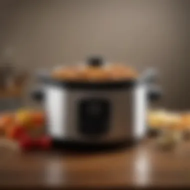 A sleek programmable crock pot showcasing its digital interface and various settings.