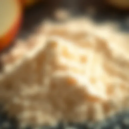Close-up of apple pectin powder highlighting its texture and purity