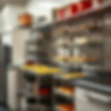 Organized kitchen with multiple quarter sheet baking racks showcasing utility