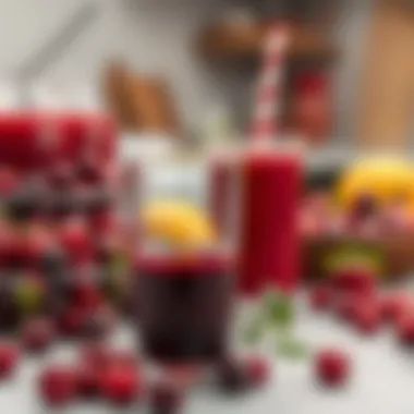 Cranberry Juice Compared to Other Fruit Juices Various fruits including cranberries on a kitchen counter
