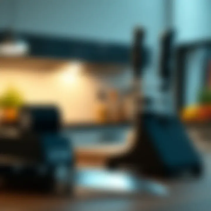 Safety tips displayed alongside kitchen knife sharpeners