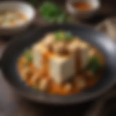 A beautifully plated dish featuring tofu as the main ingredient