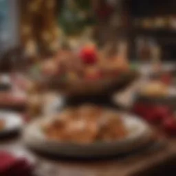 Festive table adorned with Santa Bells and traditional dishes