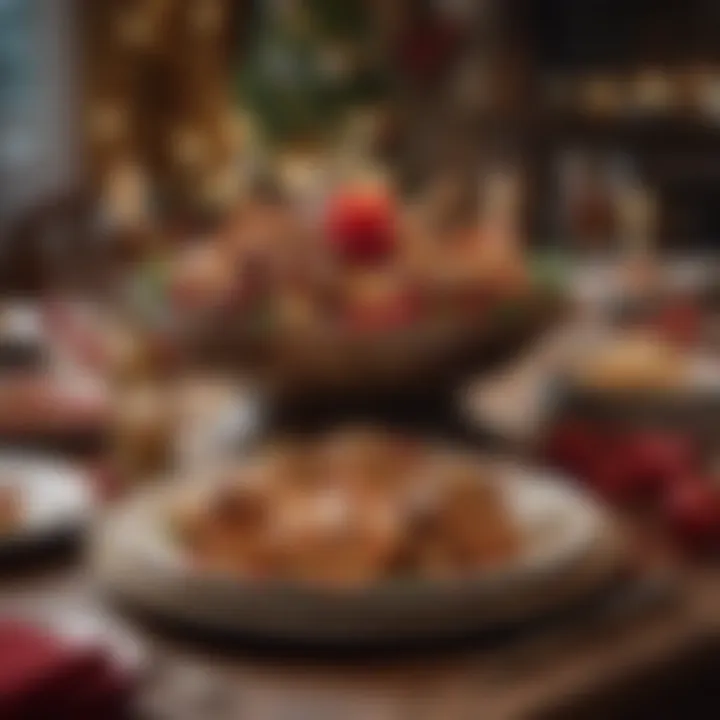 Festive table adorned with Santa Bells and traditional dishes