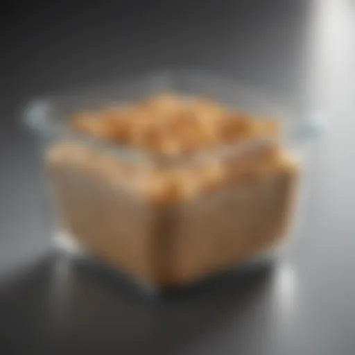 A glass container designed for microwave use, showcasing its transparent construction and heat resistance