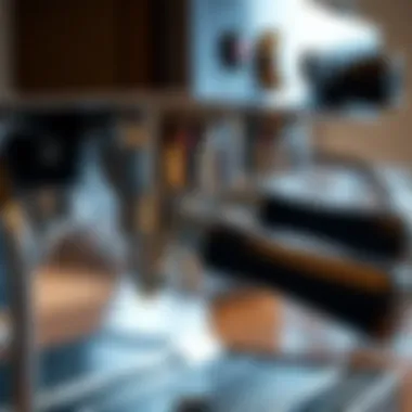 Close-up of espresso machine features and controls