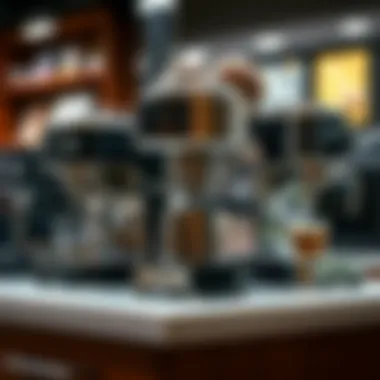 Different types of espresso machines on display
