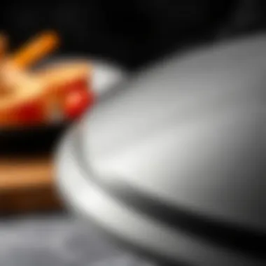 Close-up of the premium material used in the Skylight Wok Pan highlighting its durability.