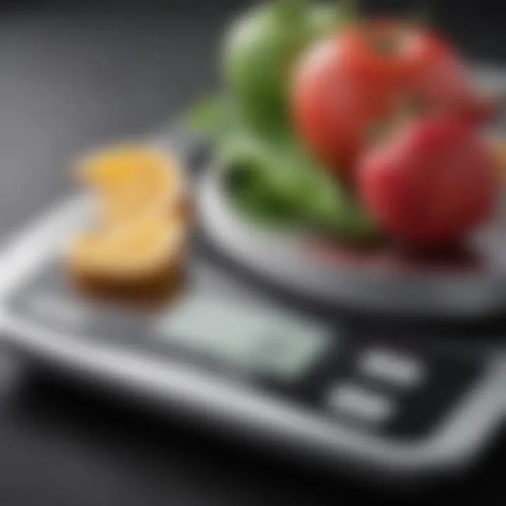 Close-up of smart diet scale's advanced technology