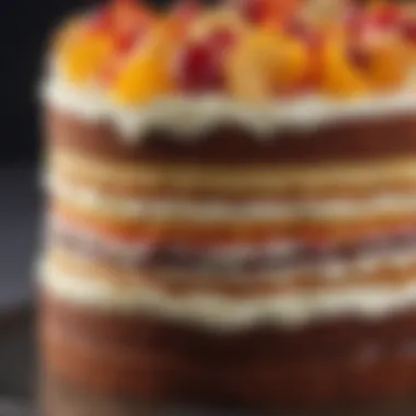 A beautifully layered Smith Island Cake showcasing its delicate structure and vibrant colors.