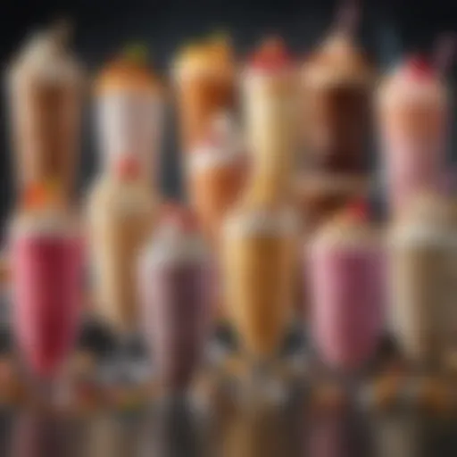 Colorful assortment of Sonic's half price shakes with iconic branding.