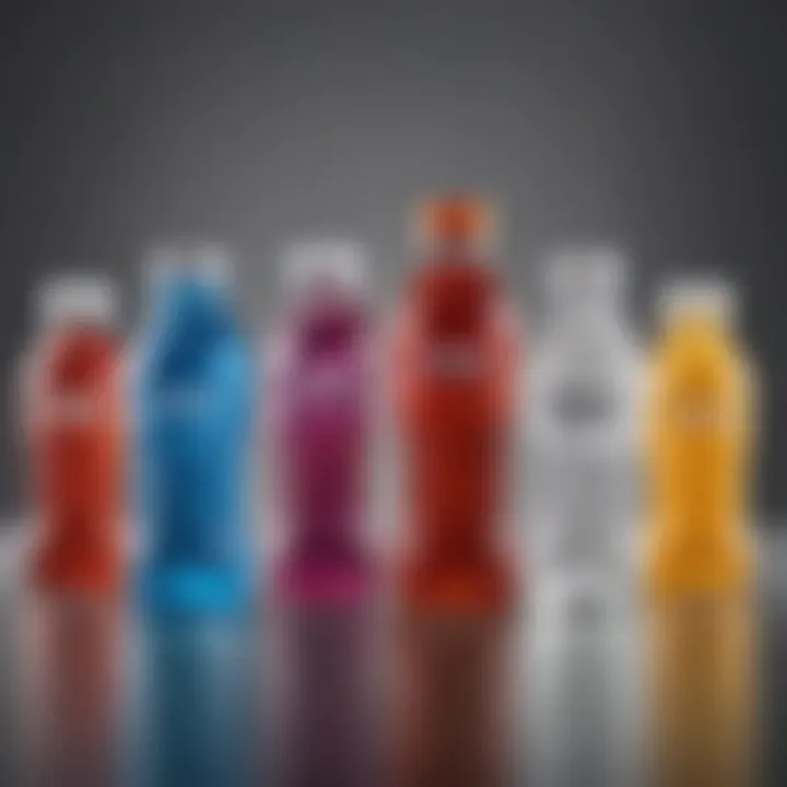 A diverse array of Sonic Powerade variants displayed in a modern setting