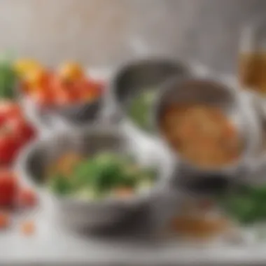 Utility of Stainless Steel Strainers with Fresh Ingredients Stainless steel strainer placed next to fresh ingredients highlighting its utility